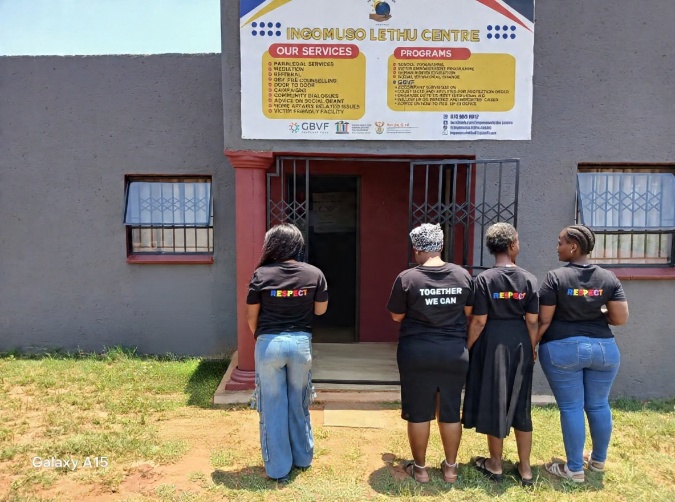 Ingomuso Lethu Centre team standing at the centre entrance
