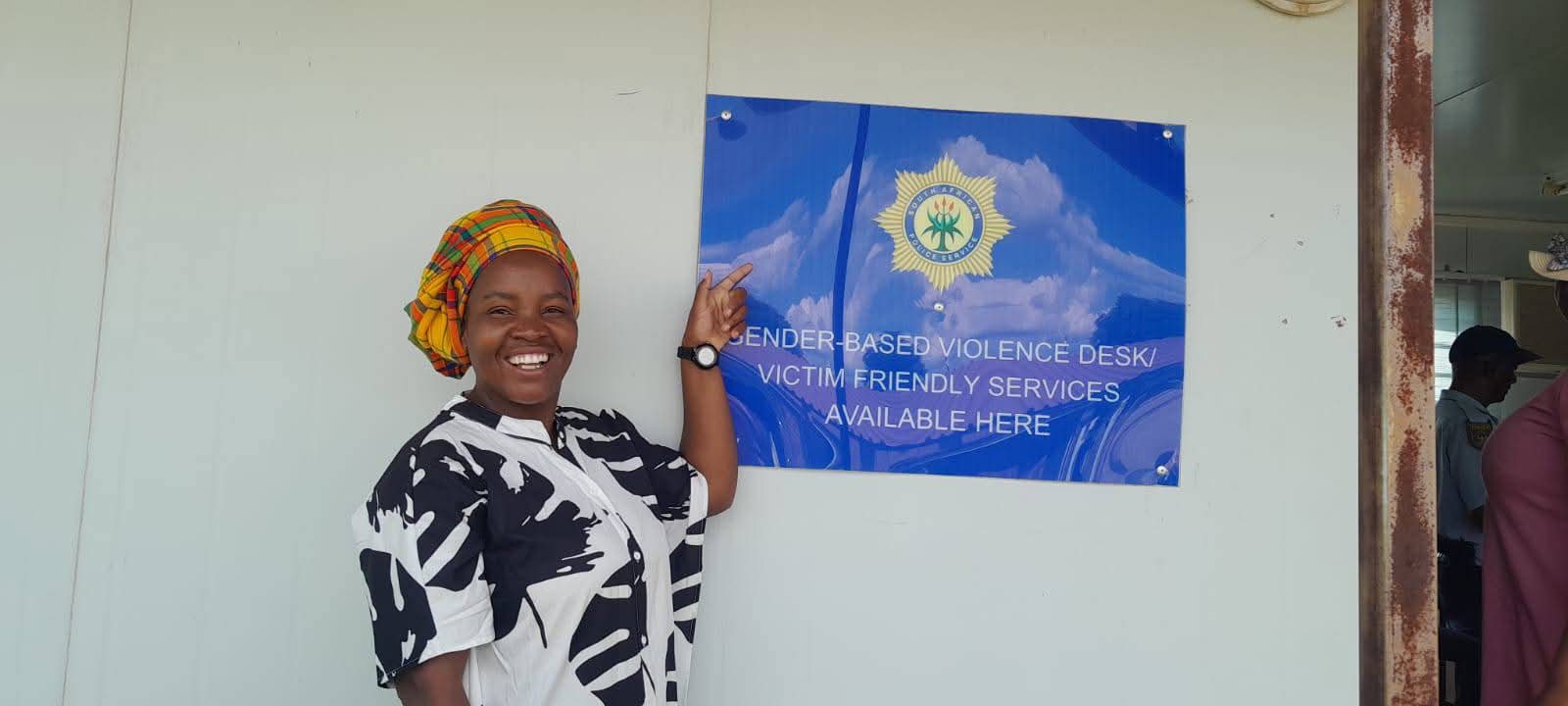 GBV support desk and awareness banner at the centre
