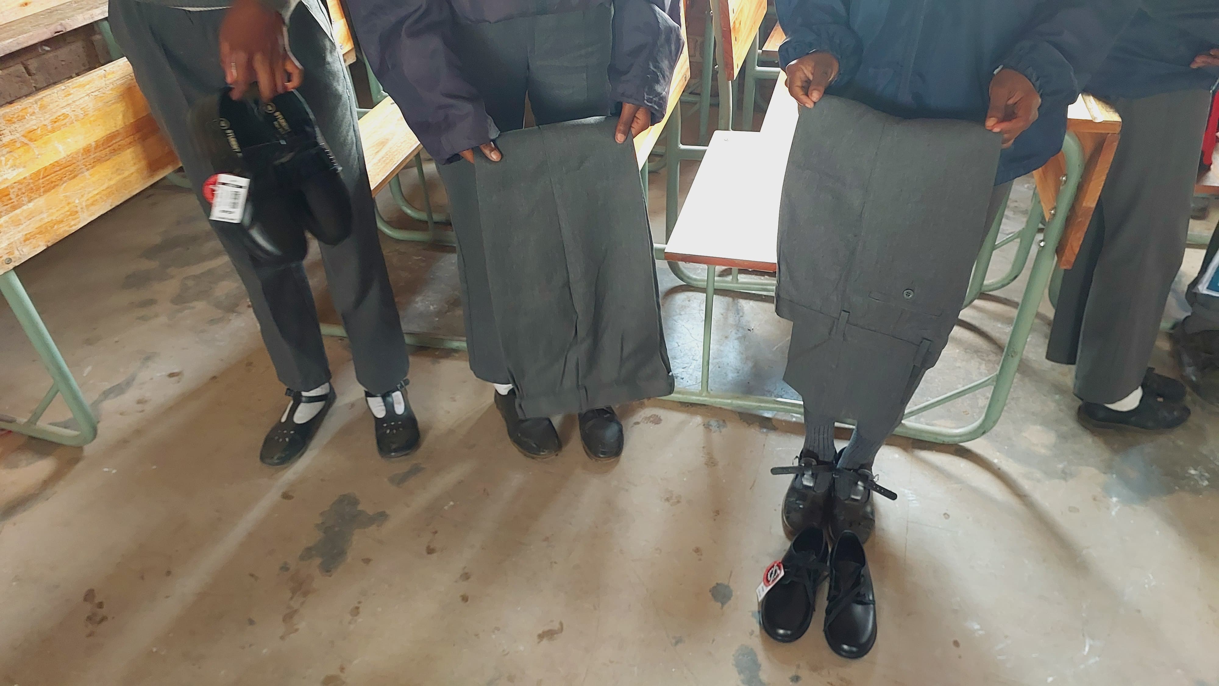 School uniform and shoe support items prepared for learners