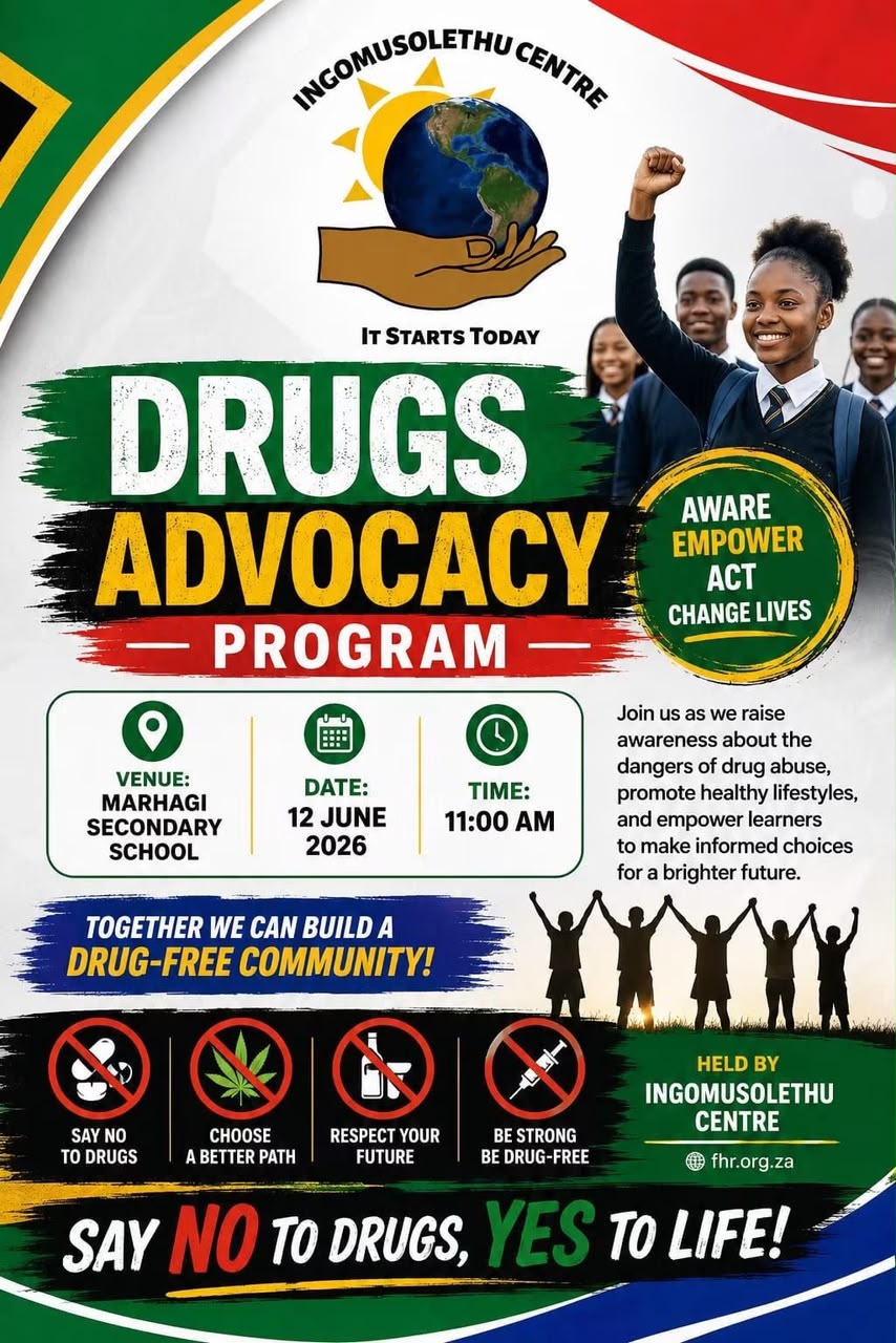 Drugs Advocacy Program flyer at Marhagi Secondary School, 12 June 2026